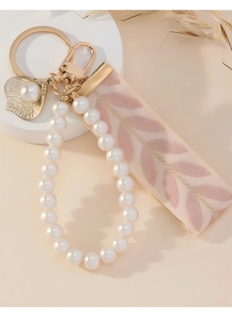 سلاسل المفاتيح النسائية الجميلة مع تصميم ناعم مزين مع اللؤلؤ ملحقات أنيقة وهدية خاصة - Image 1